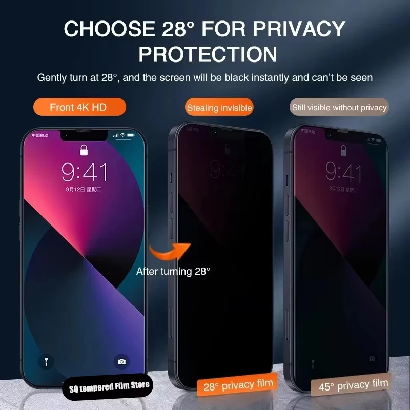 1-5Pcs Full Cover Privacy Screen Protector สำหรับ iPhone 17 16 11 12 13 14 15 Pro Max Plus 8K Anti-Spy Glass สำหรับ iPhone XR X XS Max