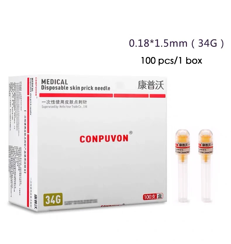 34G 1,55mm Compo Luz de agua Luz de agua de mano Aguja única Periocular Superfino No indoloro Micro Punto Aguja para mosquitos