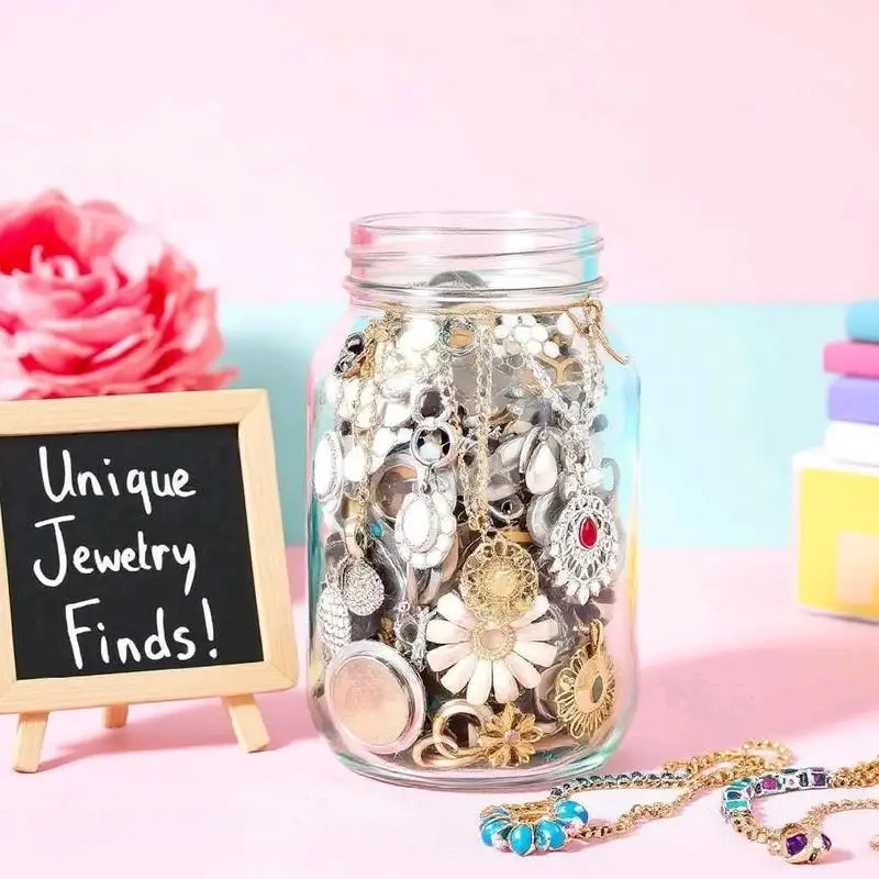 

Retro, Mysterious Jewelry Jar, All Wearable, No Garbage - A Gift for Her, Treasure Hunt, A Unique Birthday Gift for Her