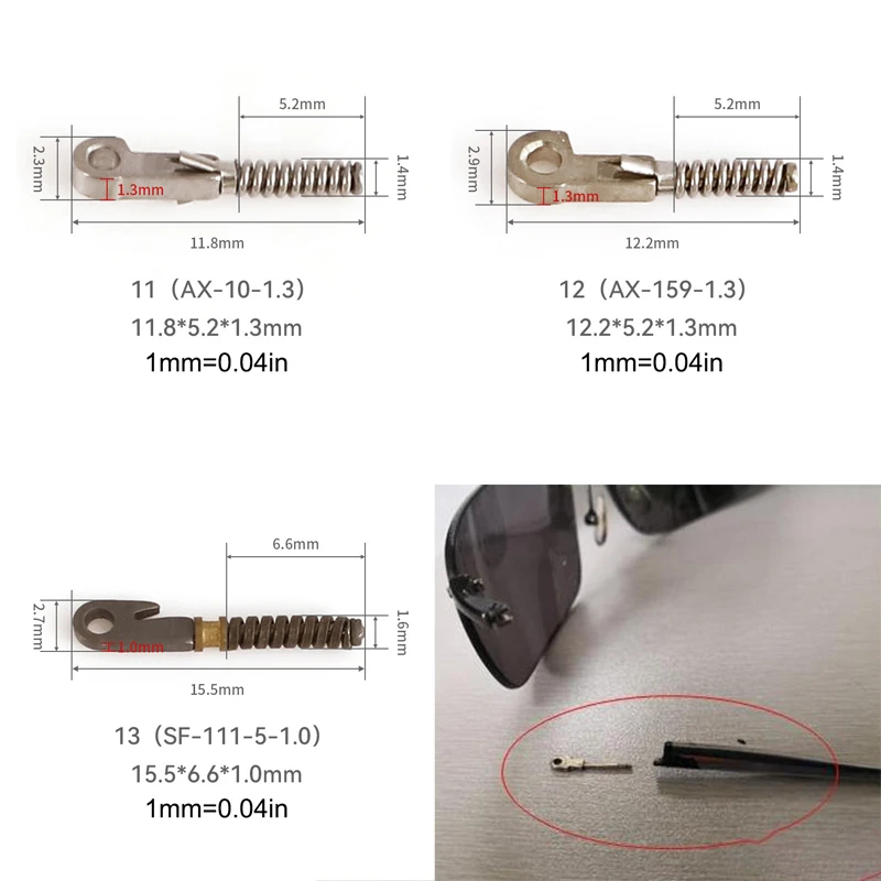 2Pcs Eyeglasses Spring Insert Glasses Repairing Flex Temples Optical Frame Broken Replacement Part Accessory Stainless Steel