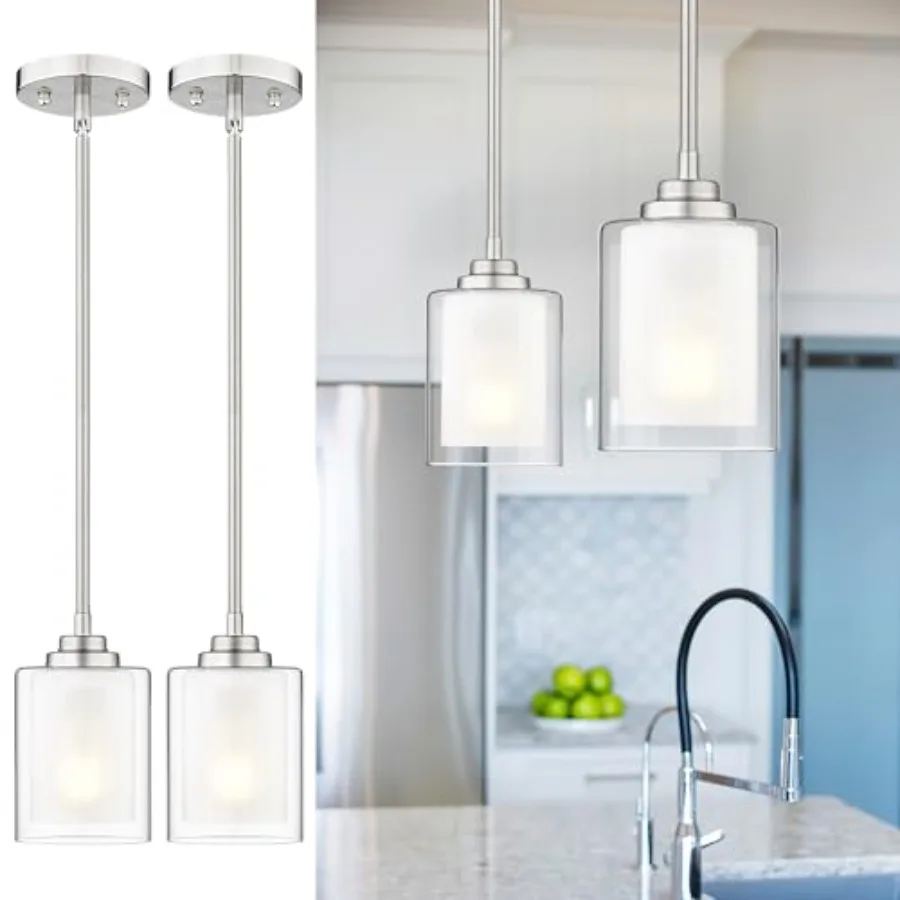 

Modern Pendant LightBrushed Nickel Modern Pendant Light for Kitchen Island Hanging Ceiling Light Fixture Farmhouse Pendant Ligh