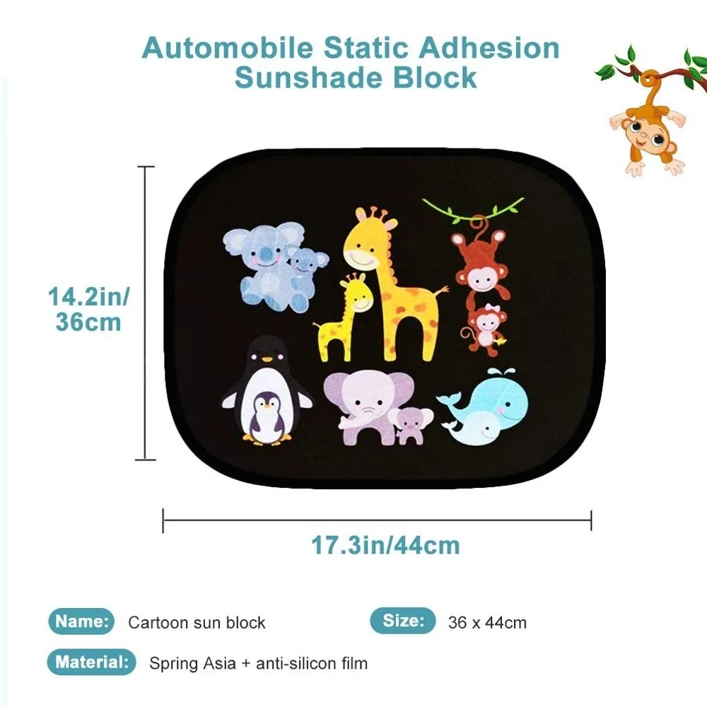 Parasol de dibujos animados para ventana lateral de coche para niños y adultos, cubierta de sombrilla de adsorción para ventana trasera, visera de