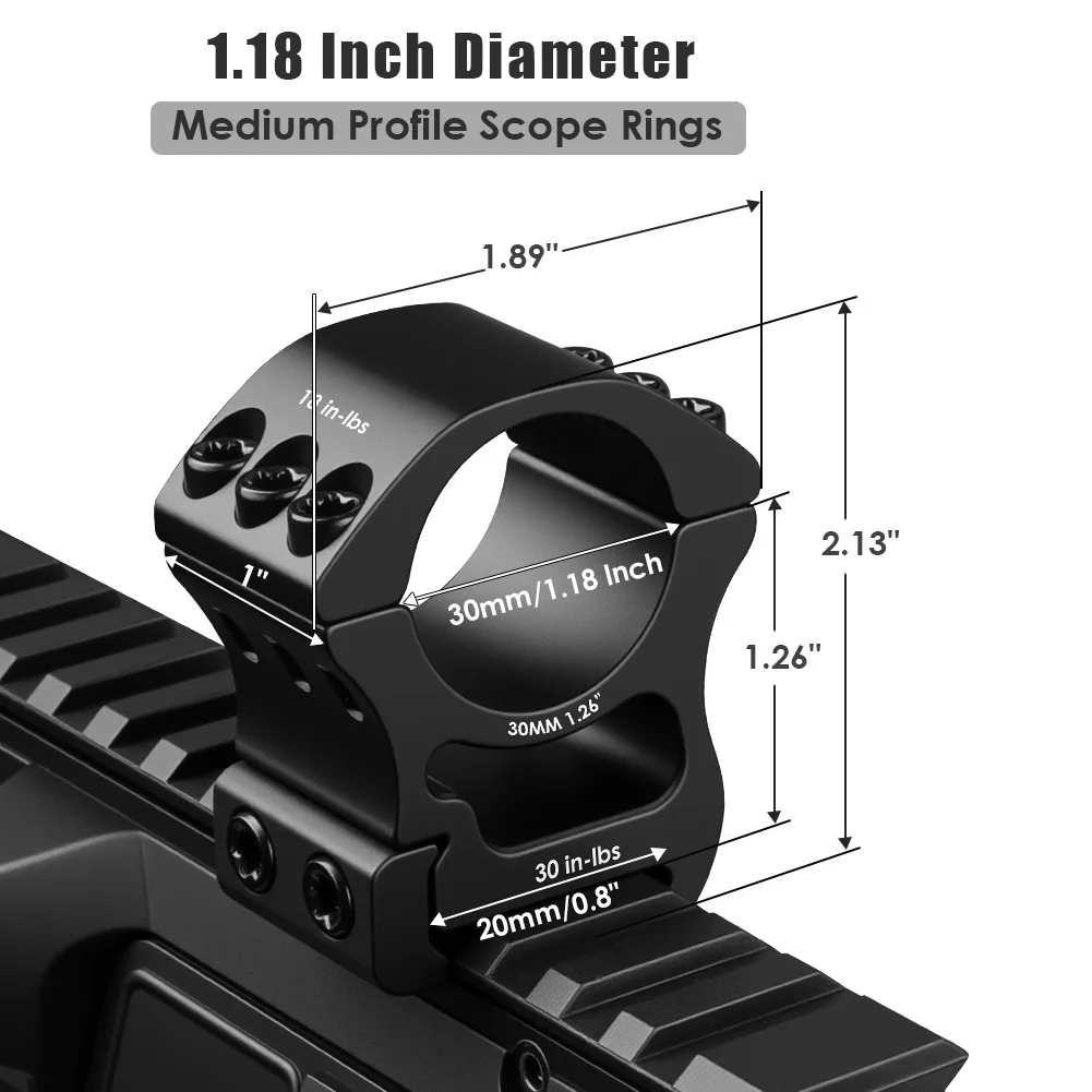 UniqueFire 30mm Scope Ring Medium Profile 20mm Rail Aluminum Picatinny Scope Mounts for Hunting Optics mounting, Accessories image 3