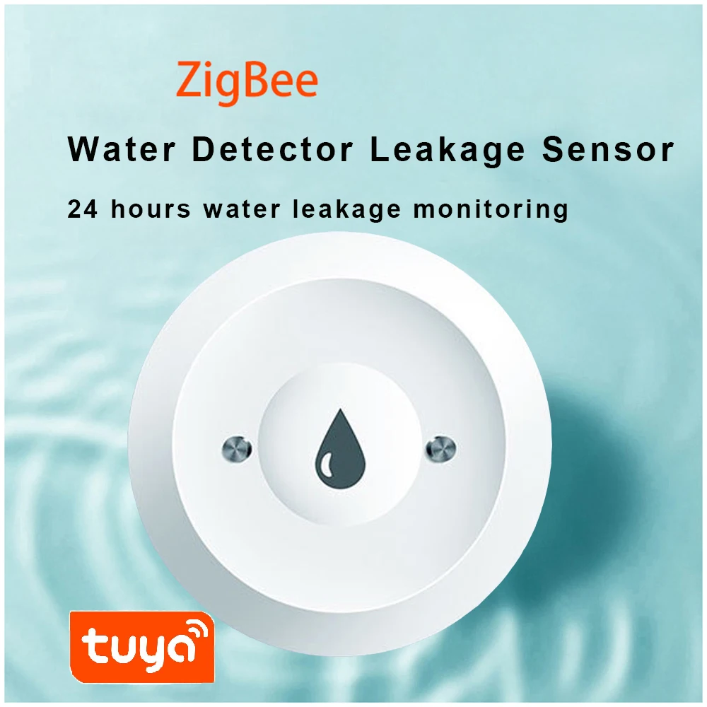 Tuya-漏水センサー,スマートホームコントローラー,Zigbee,防水,スマートライフ,セキュリティ保護,リモートコントロールアプリケーション