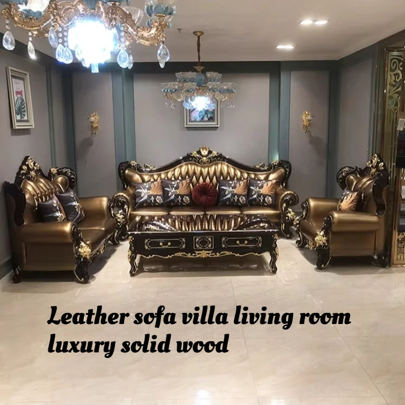 Luxuriöses Wohnzimmersofa aus echtem Leder mit Holzakzenten, Ecksofa, einzeln, modern, bequem, Muebles Para El Hogar, Wohnmöbel