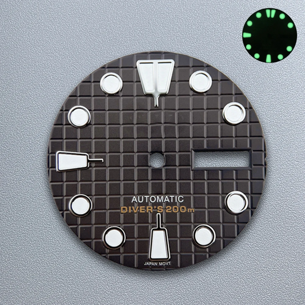 28.5 مللي متر S شعار الهراء الهاتفي NH36/4R36 الحركة اليابانية الأخضر مضيئة المزدوج التقويم ساعات عالية الجودة تعديل الملحقات