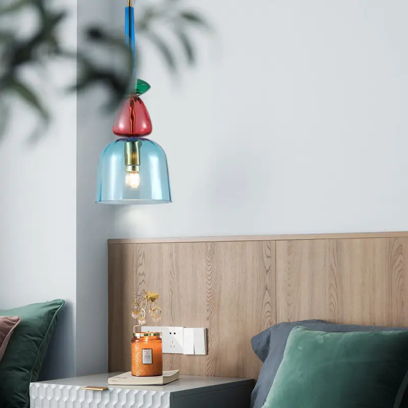 Colorful Glass LED Pendant Lights Candy Bedroom Children's Room Glass Hanging Lamps Home Decor Light Fixtures Restaurant