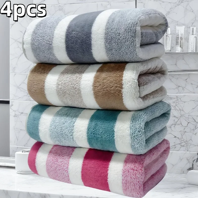 Towels Thick Coral Fleece Microfiber Absorbent Quick-Dry Soft And Comfortable Bathrooms Showers Hotels Gyms And Spas,