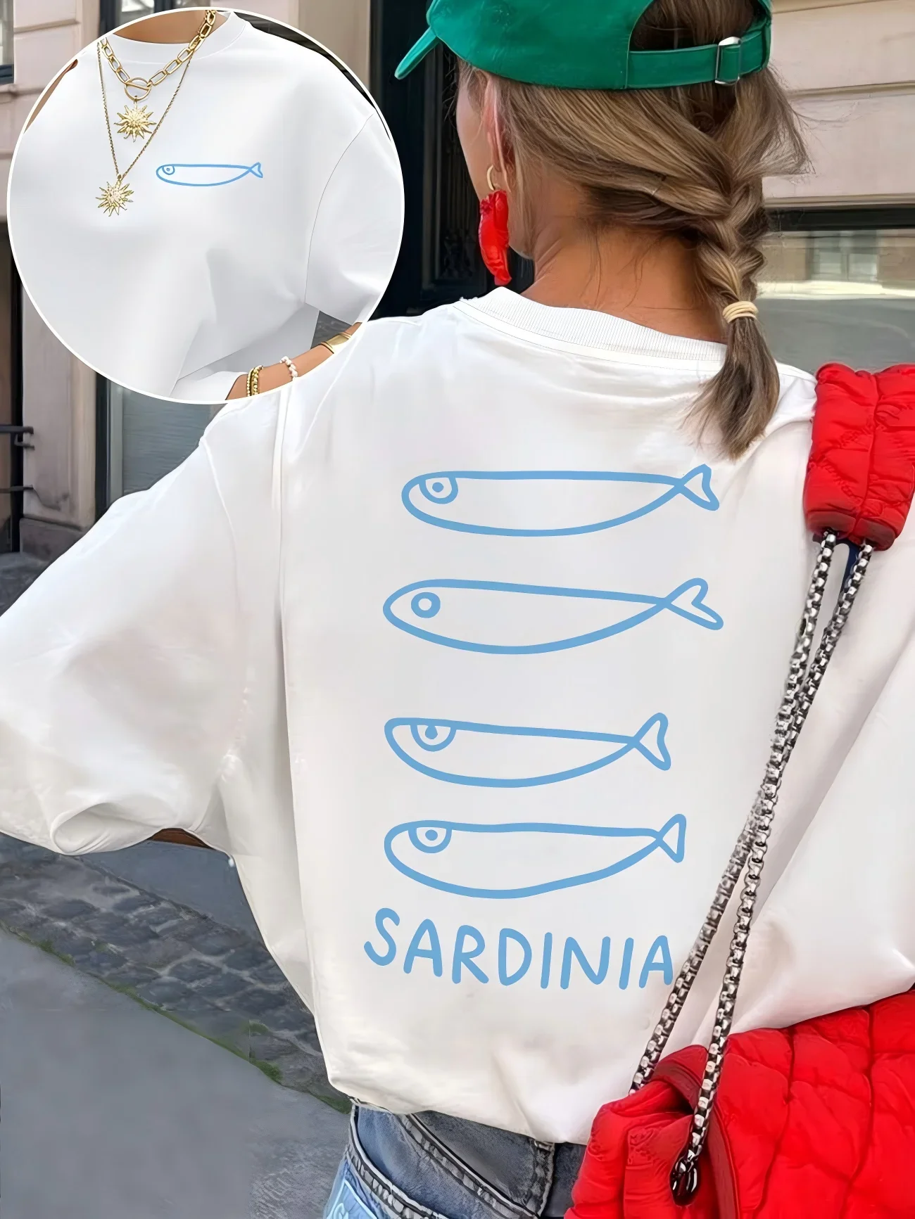 Sardinia Fish Graphic T Shirt Women Blue Minimalist Sea Animal Print Tee Summer Casual Retro Aesthetic Harajuku Fashionable Top