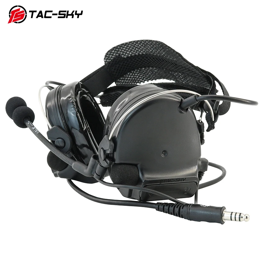 TS TAC-SKY COMTA3 سماعة رأس تكتيكية لتقليل الضوضاء مع سماعات رأس للصيد والرماية للاتصالات اللاسلكية في اتجاهين