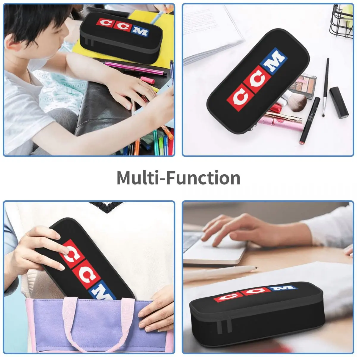 CCM Retro Ice Hockey Logo Pencil Cases Big Capacity Pen Bags Pen Box Pencil Pouch For Boys Girls Students Stationery School