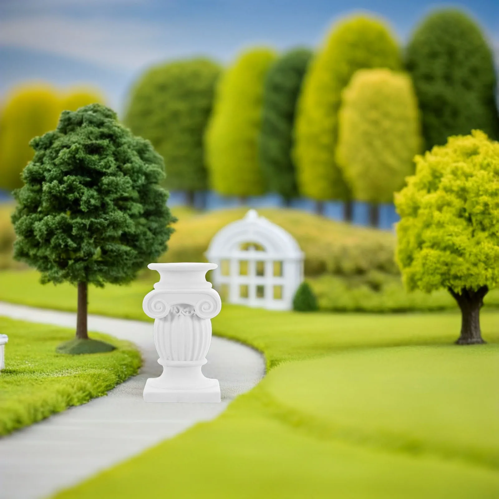 Miniatur-Statue mit römischer Säule, leicht zu reinigen, glatte Oberfläche, Tischskulptur, Party-Dekoration, Outdoor-Gartendekoration