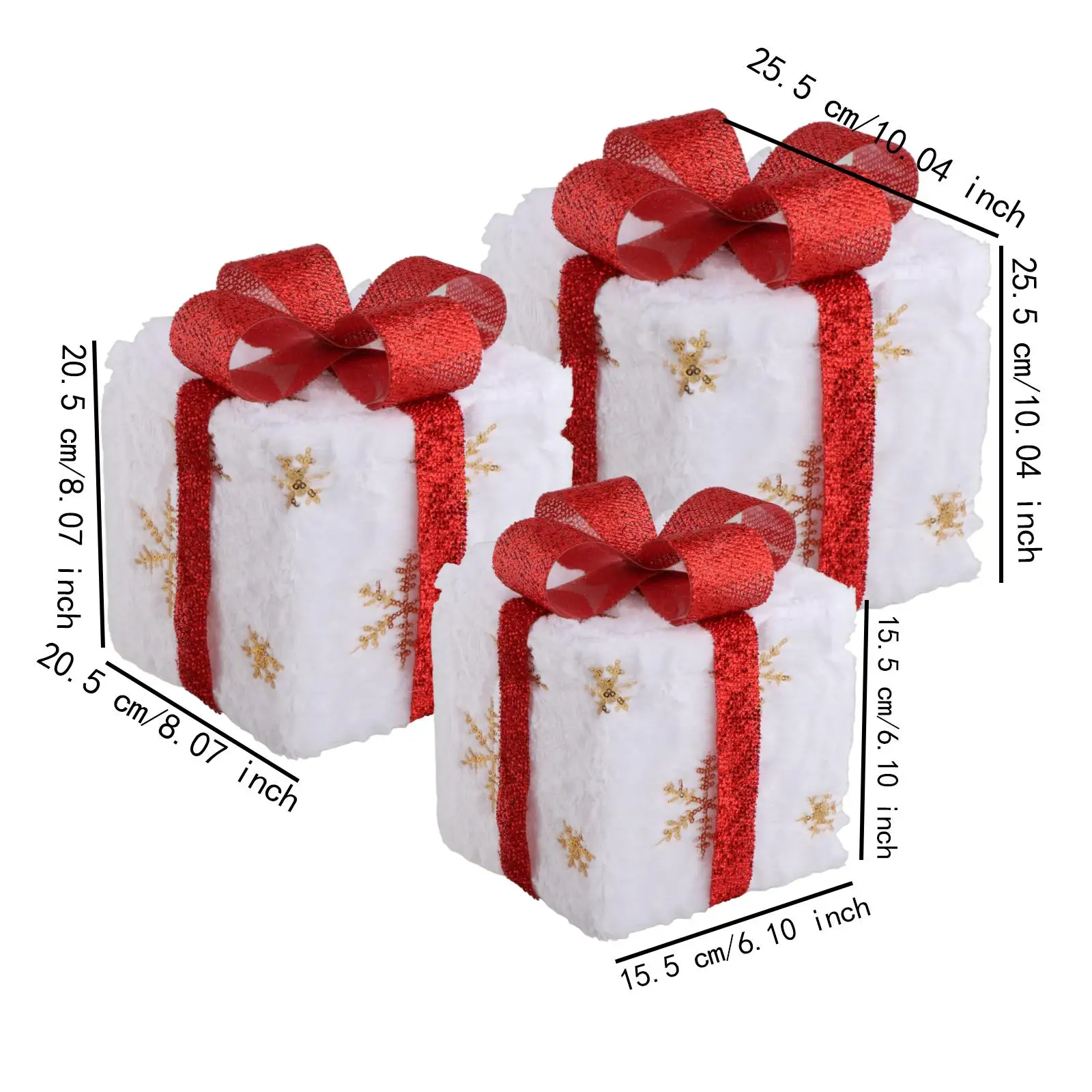 Scatole regalo illuminate Decorazioni natalizie Set di 3 per le vacanze al coperto e all'aperto