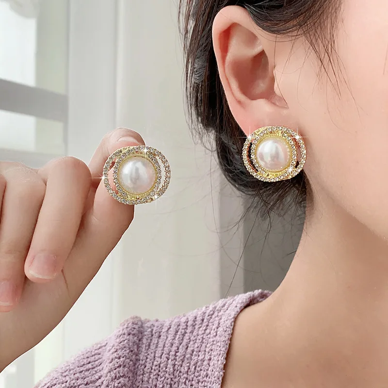 Trendy Korean Earrings For Women Pearl Geometry Elegant Female Dangle Drop Earrings New Fashion Jewelry Accessories