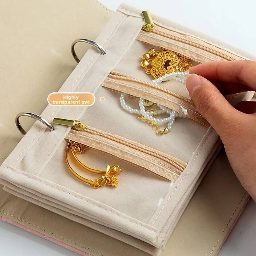

Leather Jewelry Storage Book Love Heart Waterproof Necklace Binder Transparent Partition Jewelry Packaging Brochure Gift