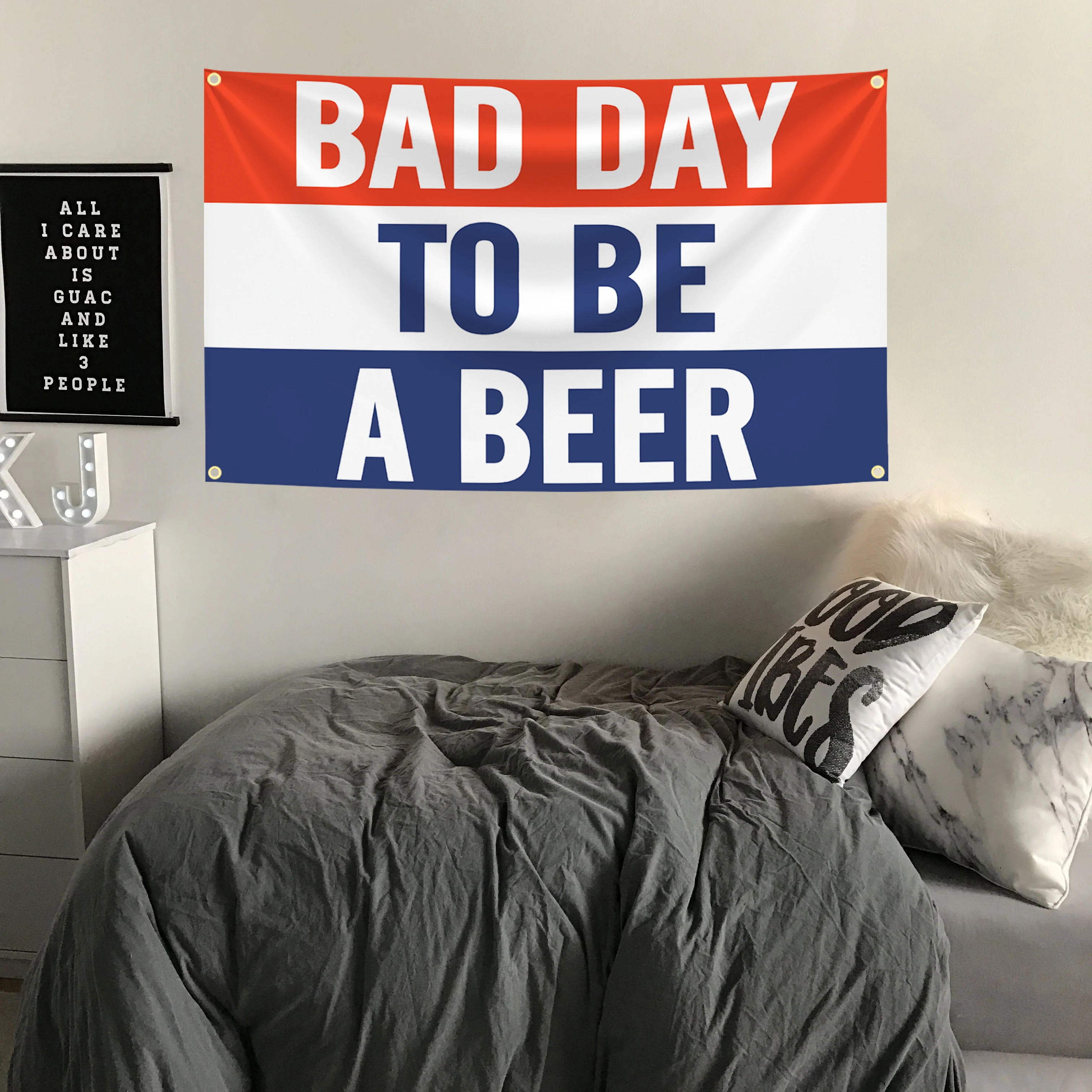 90x150cm BAD DAY TO BE A BEER Funny Meme Flag Abstract Cartoon Art Design Tapestry Color Wall Hanging Flag For Bedroom