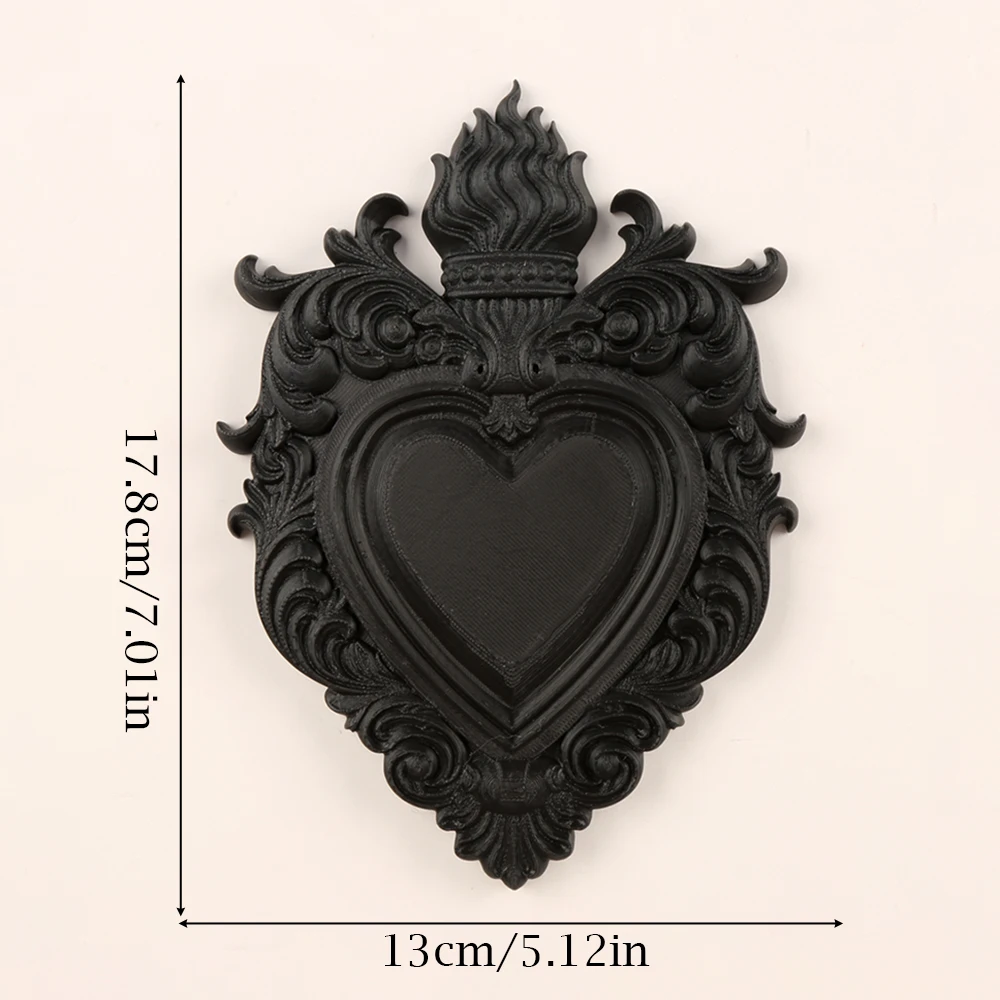 Cross-Border Dark Gothic Carved Flaming Sacred Heart Wall Decor for Retro Home Wall Decoration - view 6