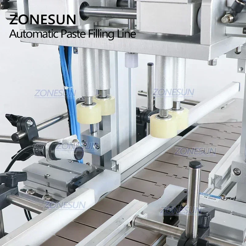 ZONESUN ZS-FAL180C8 Desktop Gel Glass Bottle Paste Shampoo Shower Double Nozzles Filling Capping and Labeling Machine Line