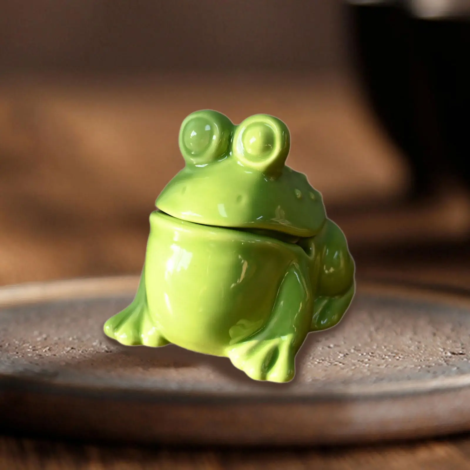 

Frog Statue Ceramic Frog Figurine Cartoon Cute Frog Figurine with Lid for