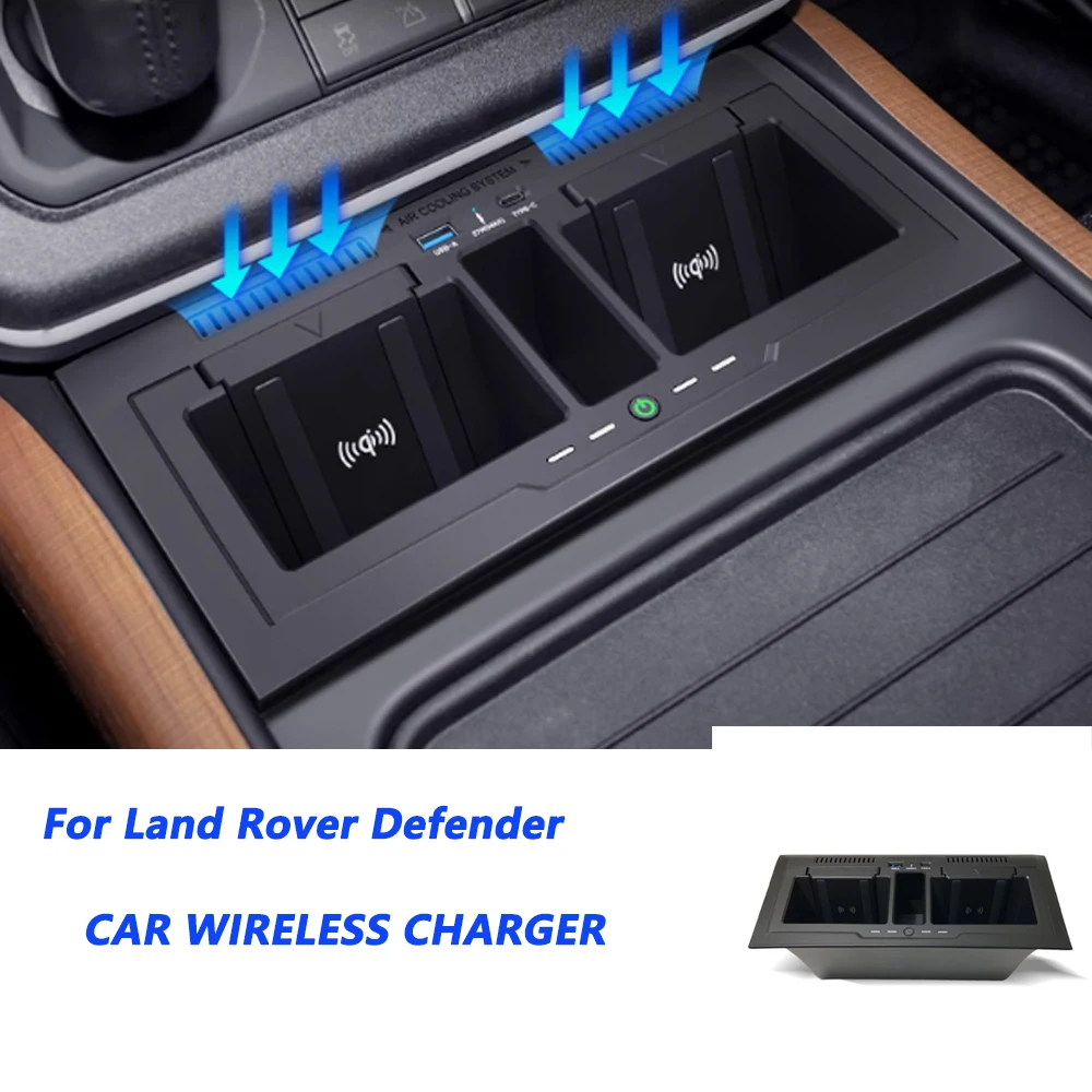 Car Phone Holder Wireless Charger For Land Rover Defender 110 130 2021 2024 Charging Pad usb type c socket Accessories Interior
