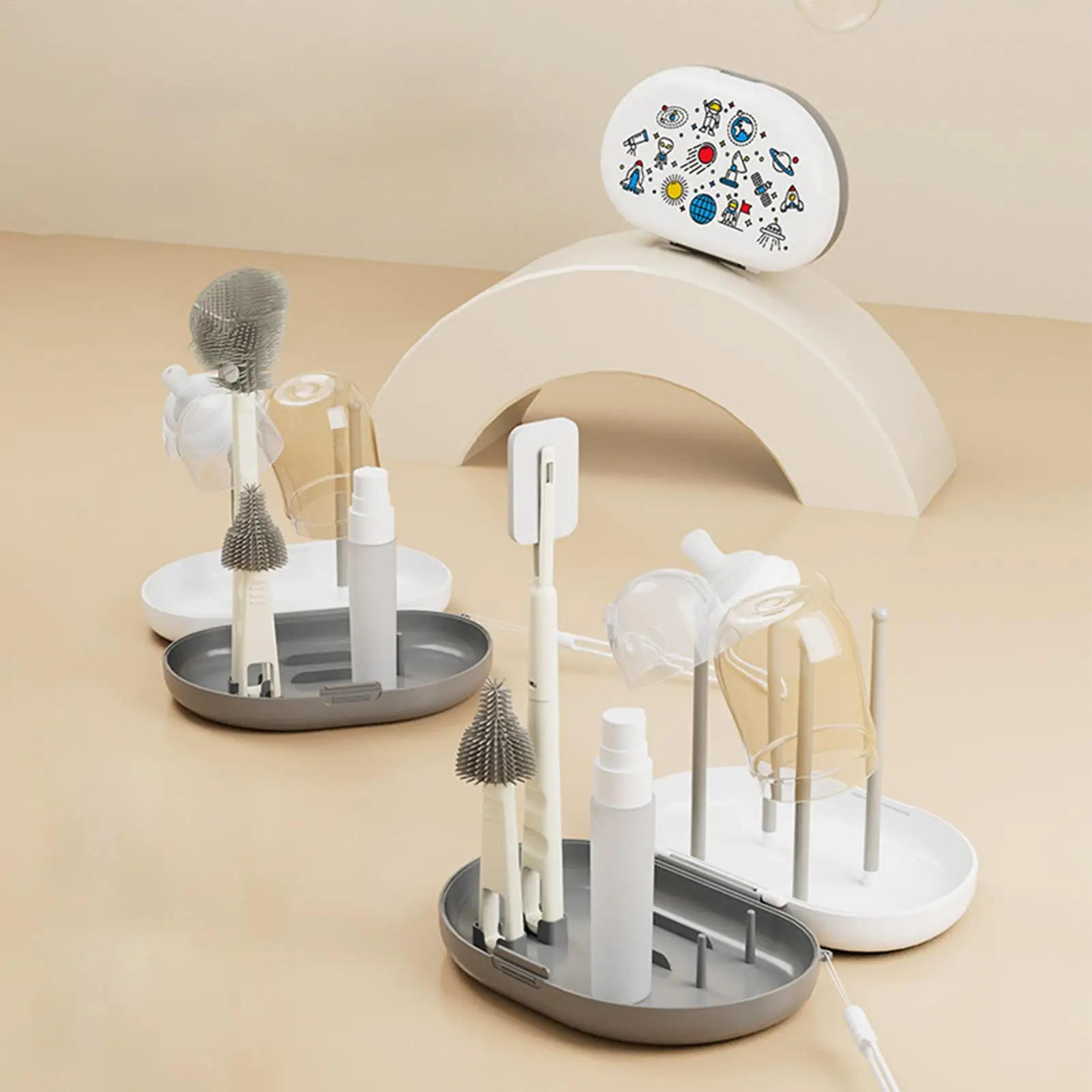 Baby Bottle Brush Set With Soap Dispenser Cups Washing Tool Water Bottle Cleaner Brush For Lids Straws Nipple Breast Pumps