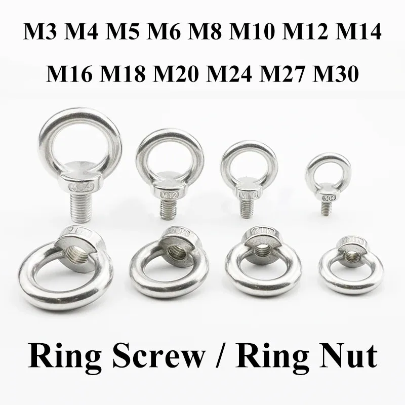 

A2 304 Stainless Steel Lifting Eye Nuts / Eye Screws Ring Bolts M3 M4 M5 M6 M8 M10 M12 M14 M16 M18 M20 M24 M27 M30