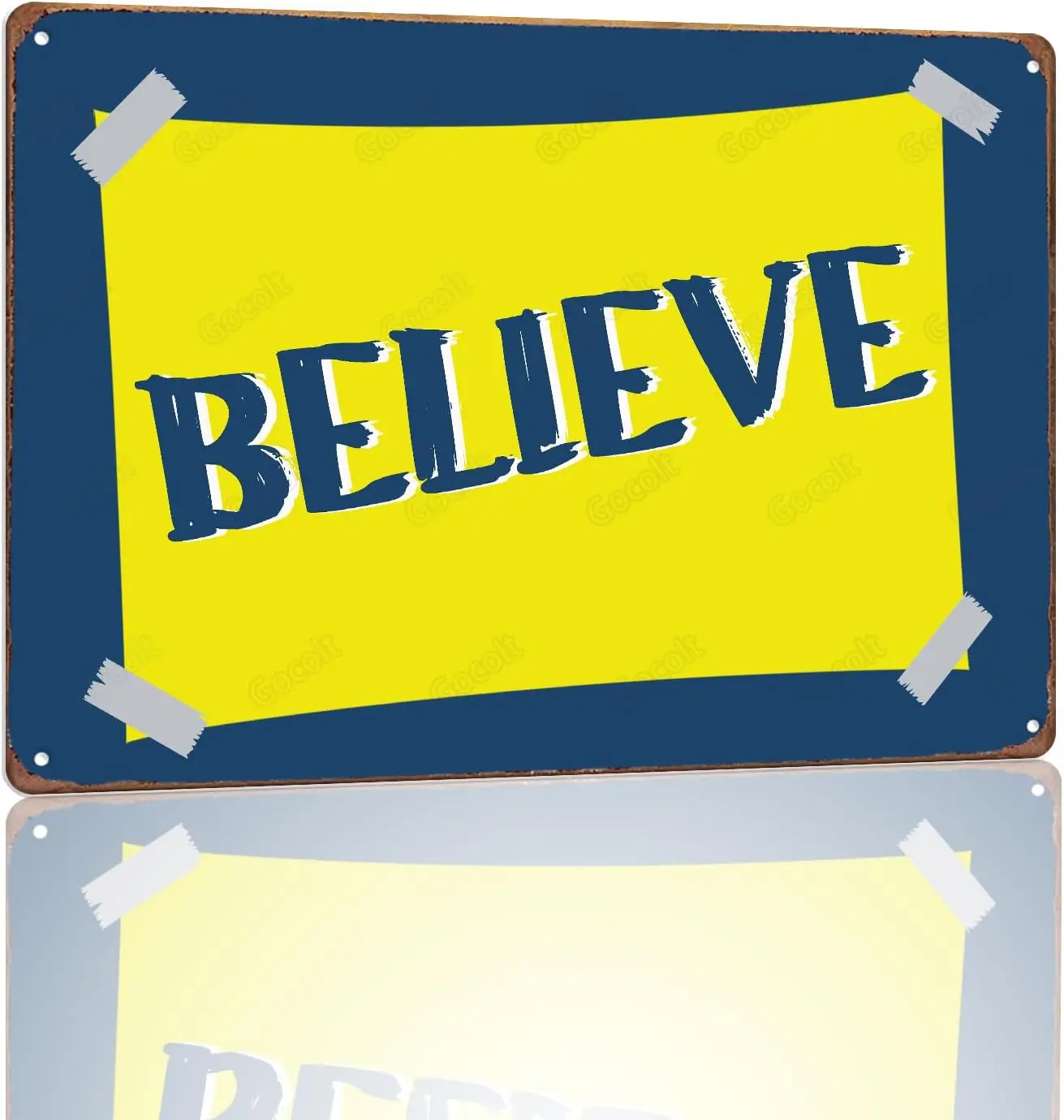 1p,Gocolt Believe Metal Signs, Home Wall Art Hangings, Vintage Design Pewter Metal Wall Art Print Poster - Extra Thick Tinplate