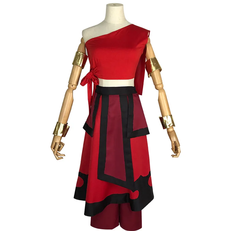 Anime Avatar: The Last Airbender Fire Nation Katara Rote Uniform Korra Cosplay-Kostüm für Halloween-Karnevalsparty