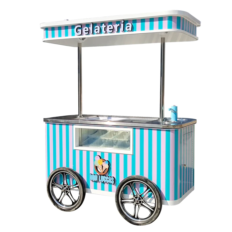 Summer Street Application Gelato Cart Italian Ice Cream Popsicle Cart With Europe standard