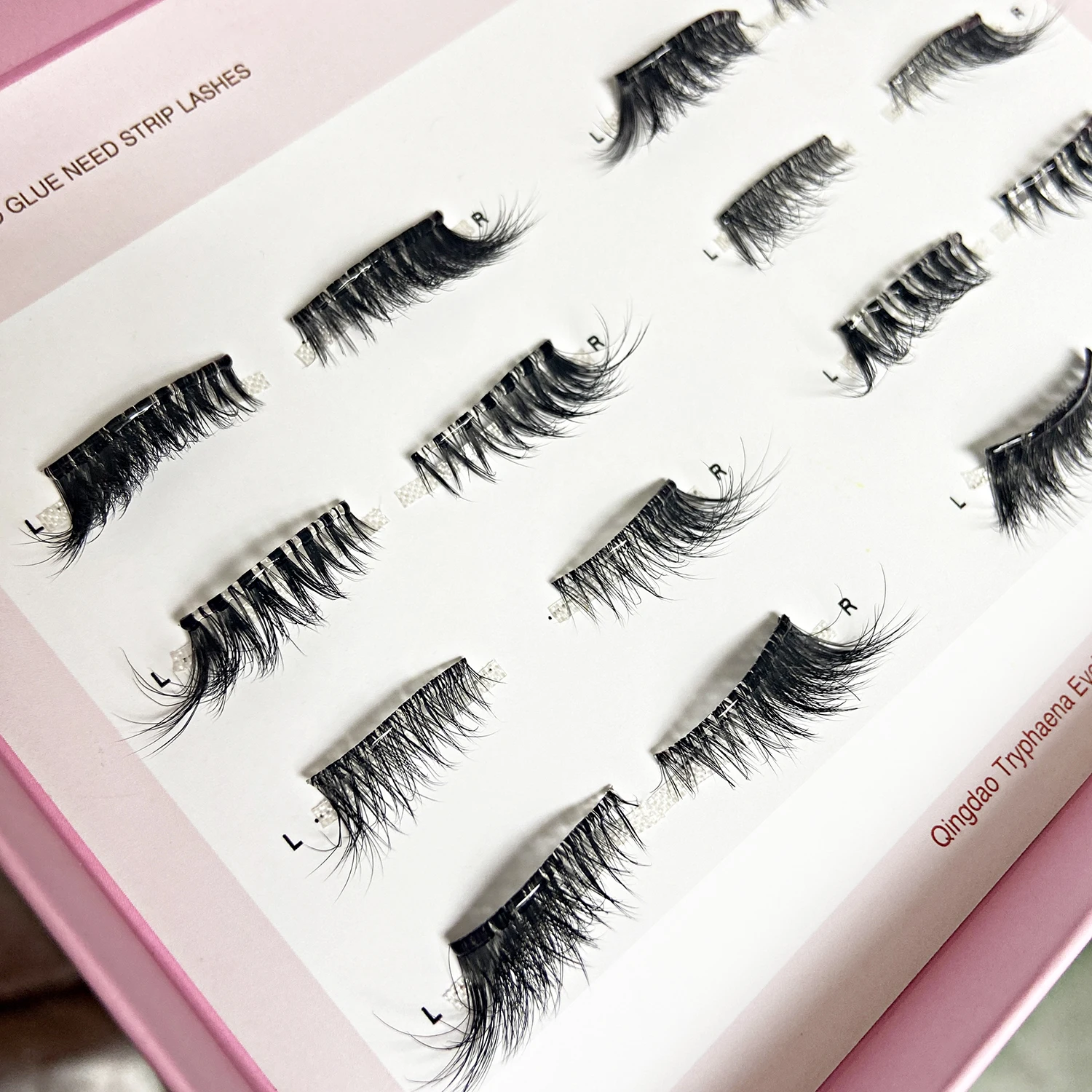 Ciglia a striscia completa precollate Ciglia a pressione autoadesive Mezze ciglia artigianali Logo personalizzato Ciglia a mezza striscia precollate