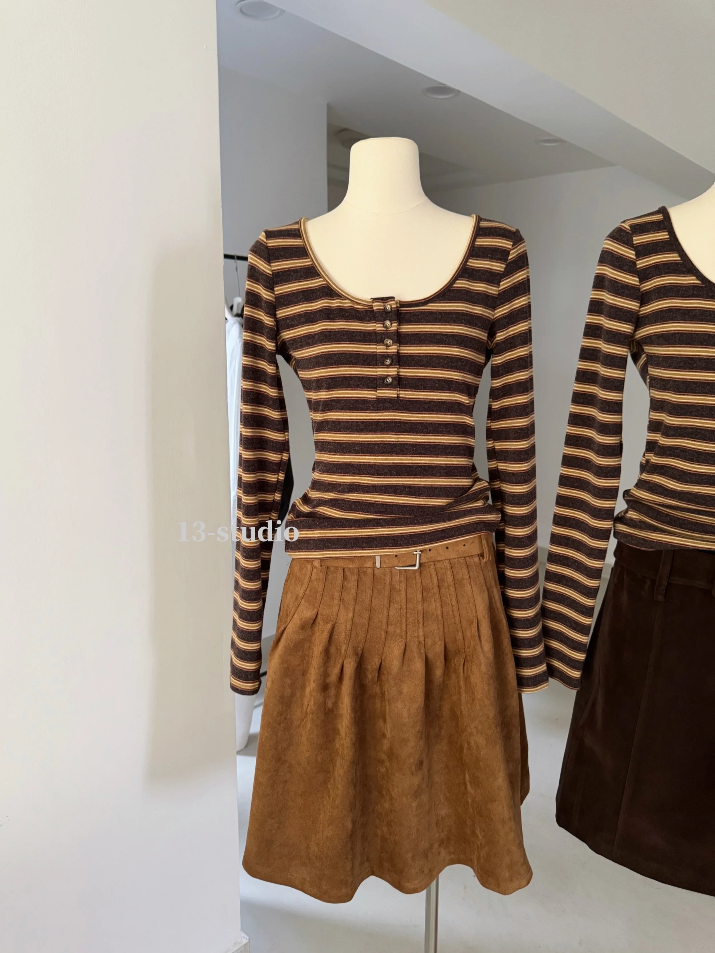 

Женская осенне-зимняя футболка с круглым вырезом и длинным рукавом в тонкую полоску, женский повседневный пуловер, базовая футболка, топ