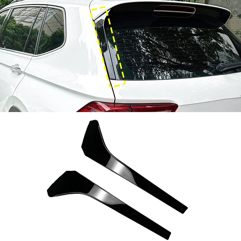 

2PC Car Rear Window Side Spoiler ABS Spoilers Canards Splitter For Volkswagen VW Tiguan Rline MK2 2017+ Gloss Black Carbon Fiber