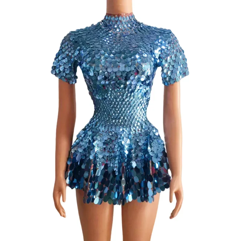 

Sexy Dance Costume Celebrate Birthday Silver Nightclub Leotard Outfit Sparkly Colorful Sequins Dress