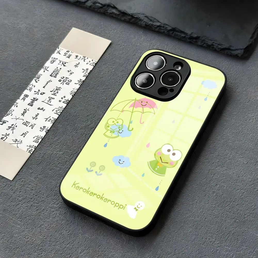 

Cute K-Kero Keroppi Phone Case For Iphone 16 15 13 12 14 11 Man Pro Max Mini X Xr Xs 8 7 Puls 6 Glass Shell Cover
