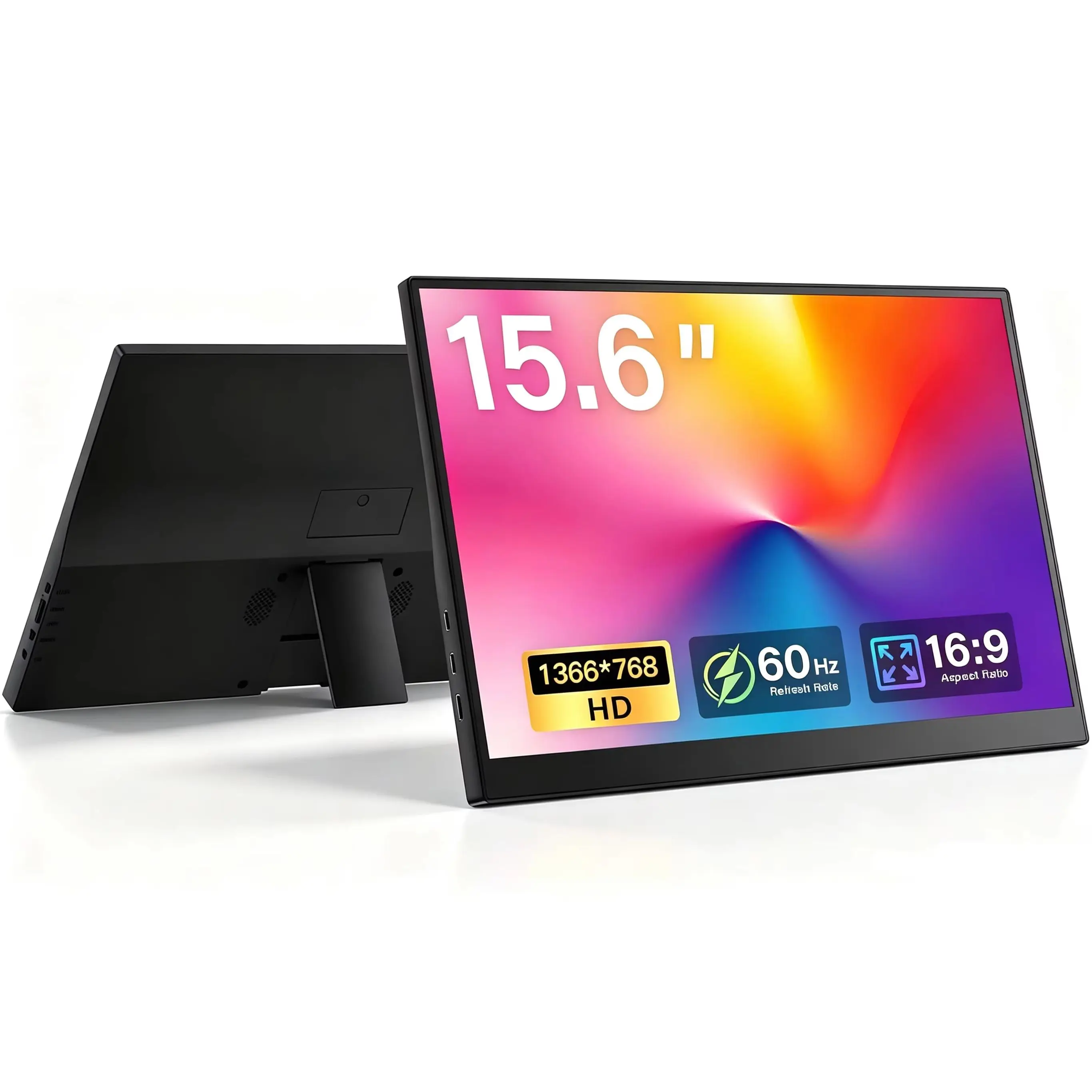 15.6 Inch Portable Monitor 1366*768 HD IPS 72%sRGB VESA Mountable External Display for Laptop PC TV PS4/5 Switch Game Consoles