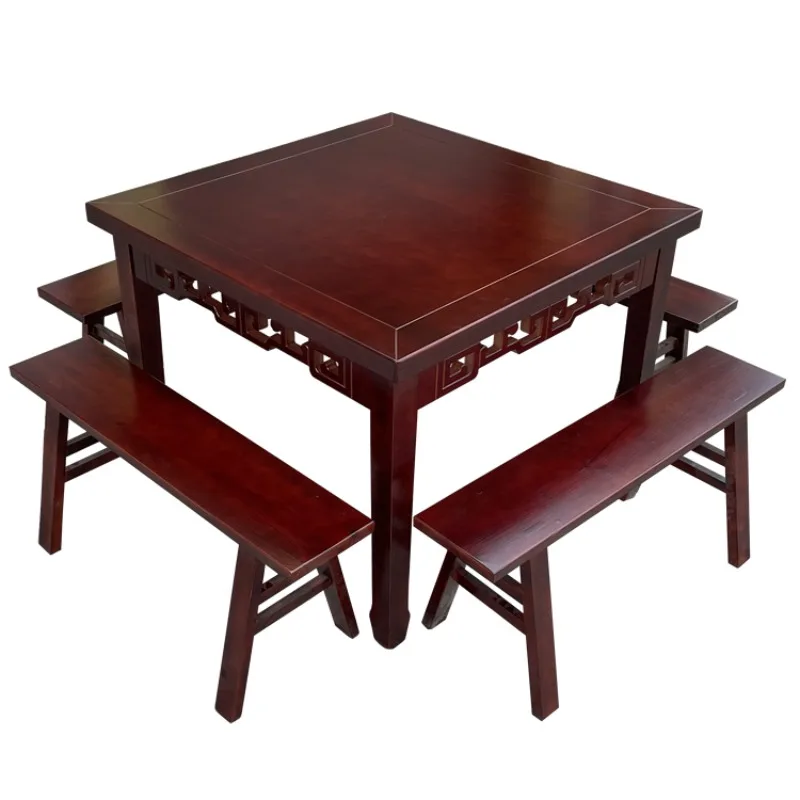 

Solid wood, square table, eight immortals table, simple, household, dining table, dining chair
