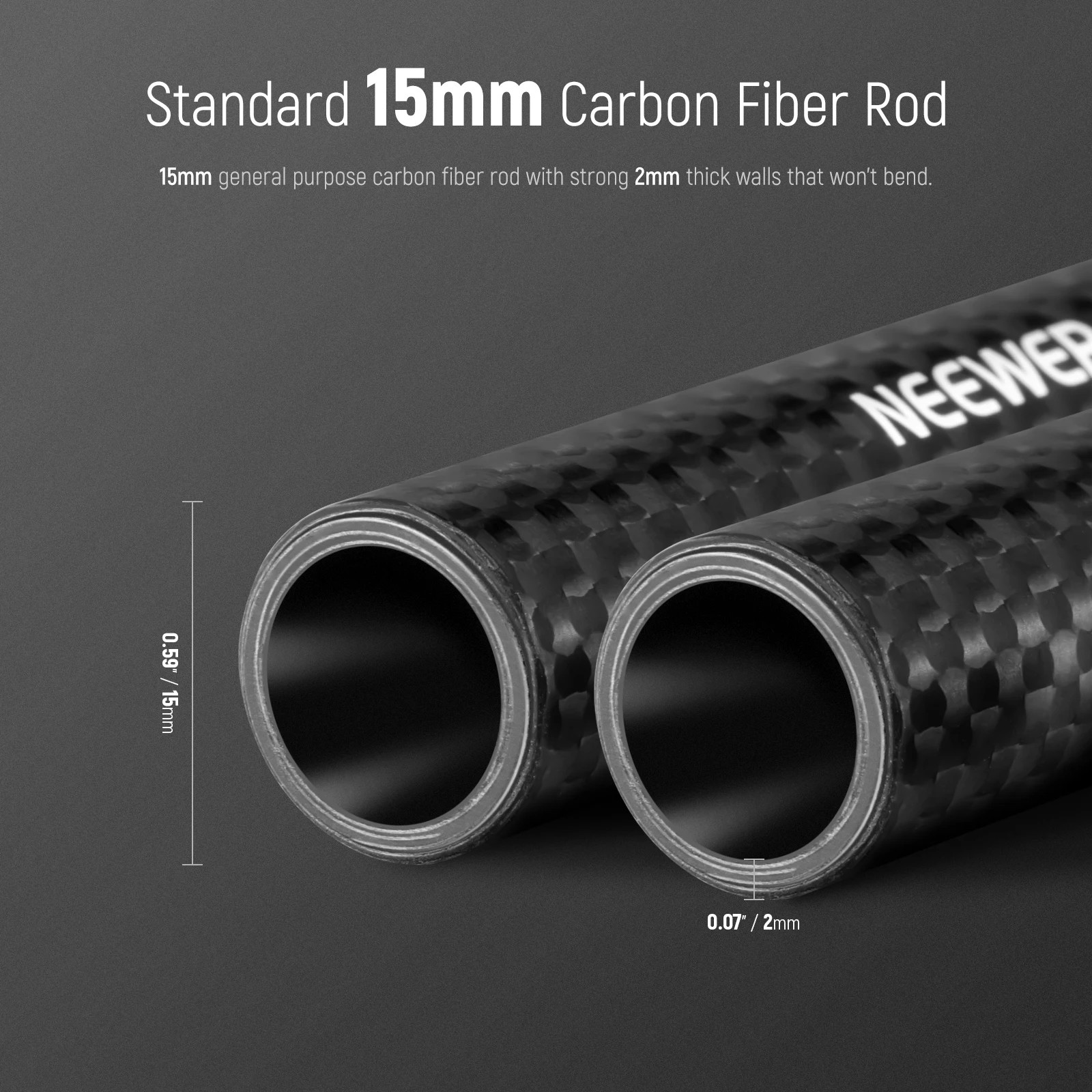 NEEWER 15mm Carbon Fiber Extension Rods 30cm/40cm Compatible with SmallRig Compatible with Tilta 15mm Rod Rail Support System