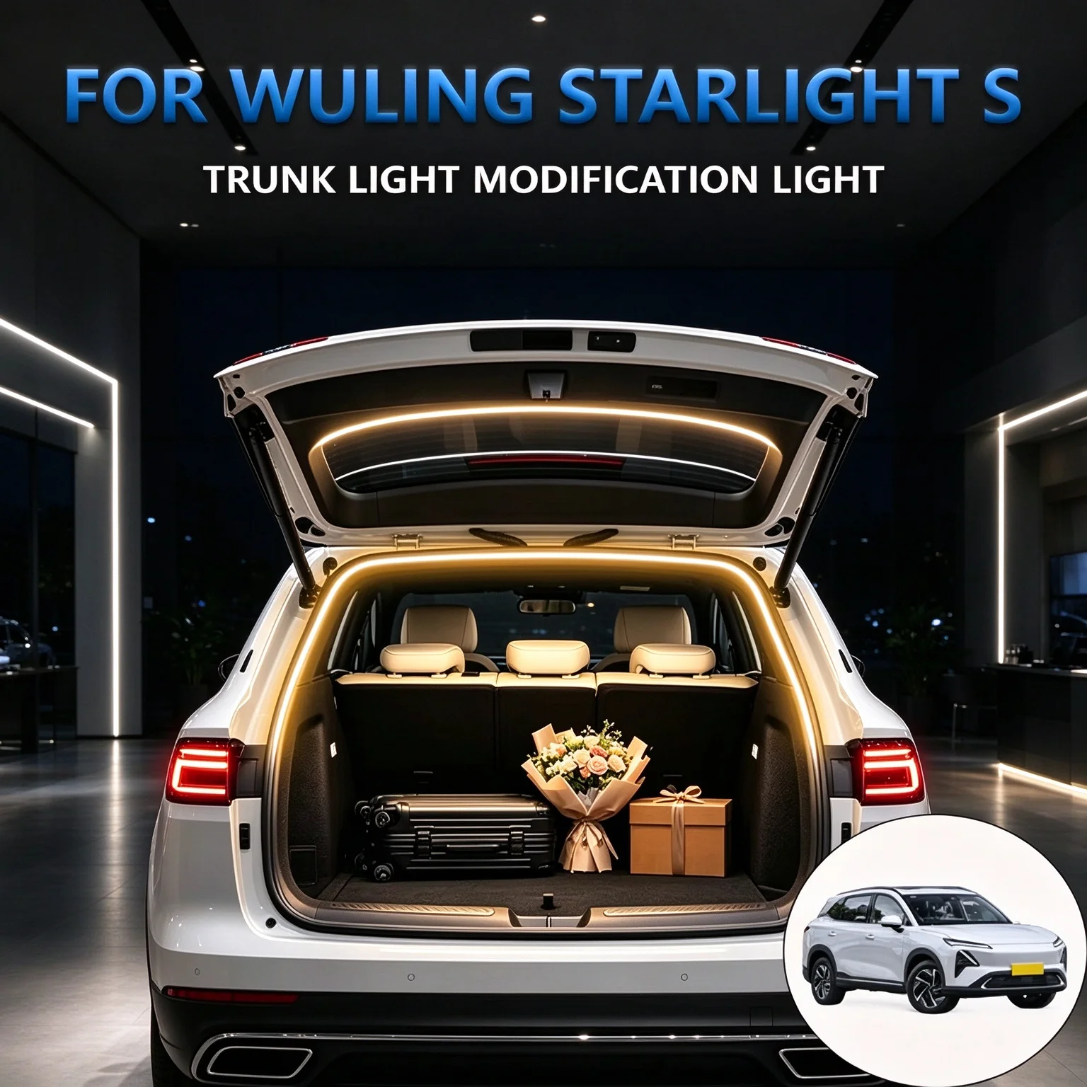 For WULING STARLIGHT S Trunk Boot LED Ambient Light BarRear Tailgate Interior Atmosphere Strip Car Modification Lamp