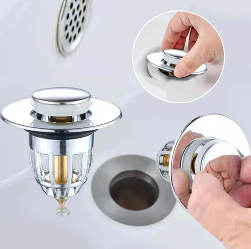 Universal Bathroom Sink Plug Stopper Wash Basin Core Bounce Up Drain Filter Shower Sink Filter Plug Kitchen Bathtub Stopper