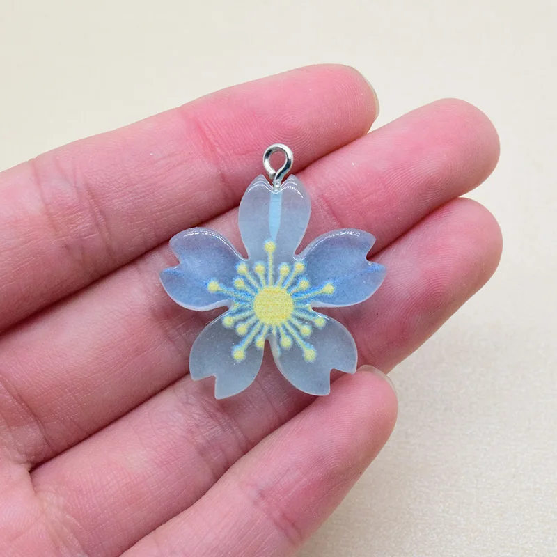 10PCS Clear Cherry Flat Back Resin Charms for DIY Jewellery Making