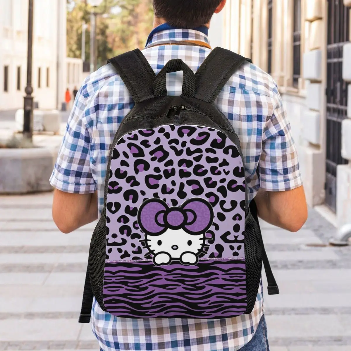 Hello Kitty Purple Backpack Boy Girl Breathable Backpacks Polyester Kawaii High School Bags Travel High Quality Rucksack image 6
