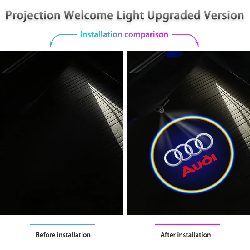 Car HD Projector Lamp Car Door Wireless Welcome Light LED Decoration accessories For Audi Quattro A3 A4 A6 A5 Q5 Q7 Q3 A7 A8 TT