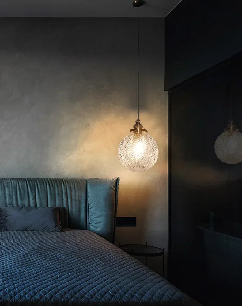 TechHPJapanese Style Glass Pendant Lights Fixtures Bedroom Living Room Copper Loft Decor Industrial