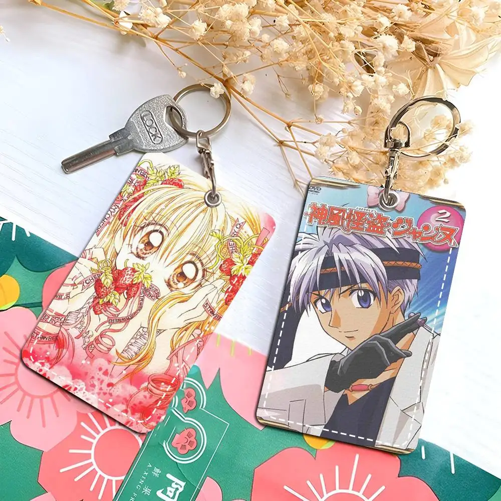 Phantom Thief Jeanne PU Leather Card Holder Keychain Key Ring Door Lock Access Tags ID Card Case Keychain Card