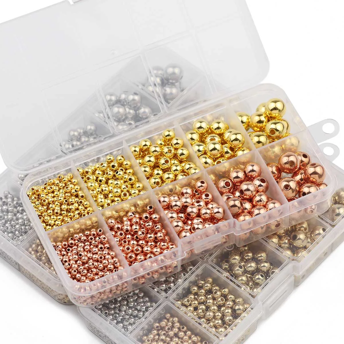 950pcs a Box Plated CCB Gold Color Set Round Spacer Loose Beads to make bracelets Jewelry materials accessories making kit DIY