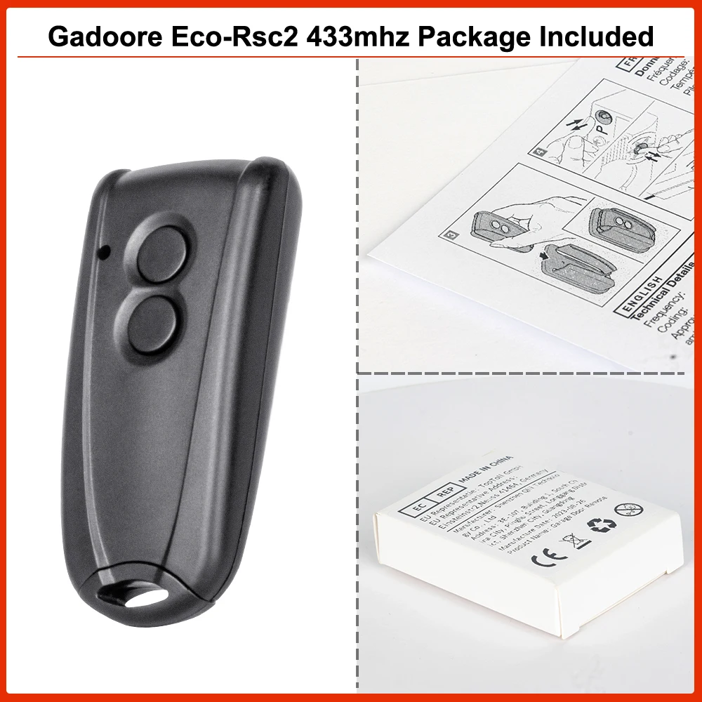 Gadoore Ecostar RSC2 433Mhz  Garage Door Remote Control Compatible with 433Mhz Hormann Ecostar RSC2 RSE2 RSZ1,AGS RSC2 RSE2