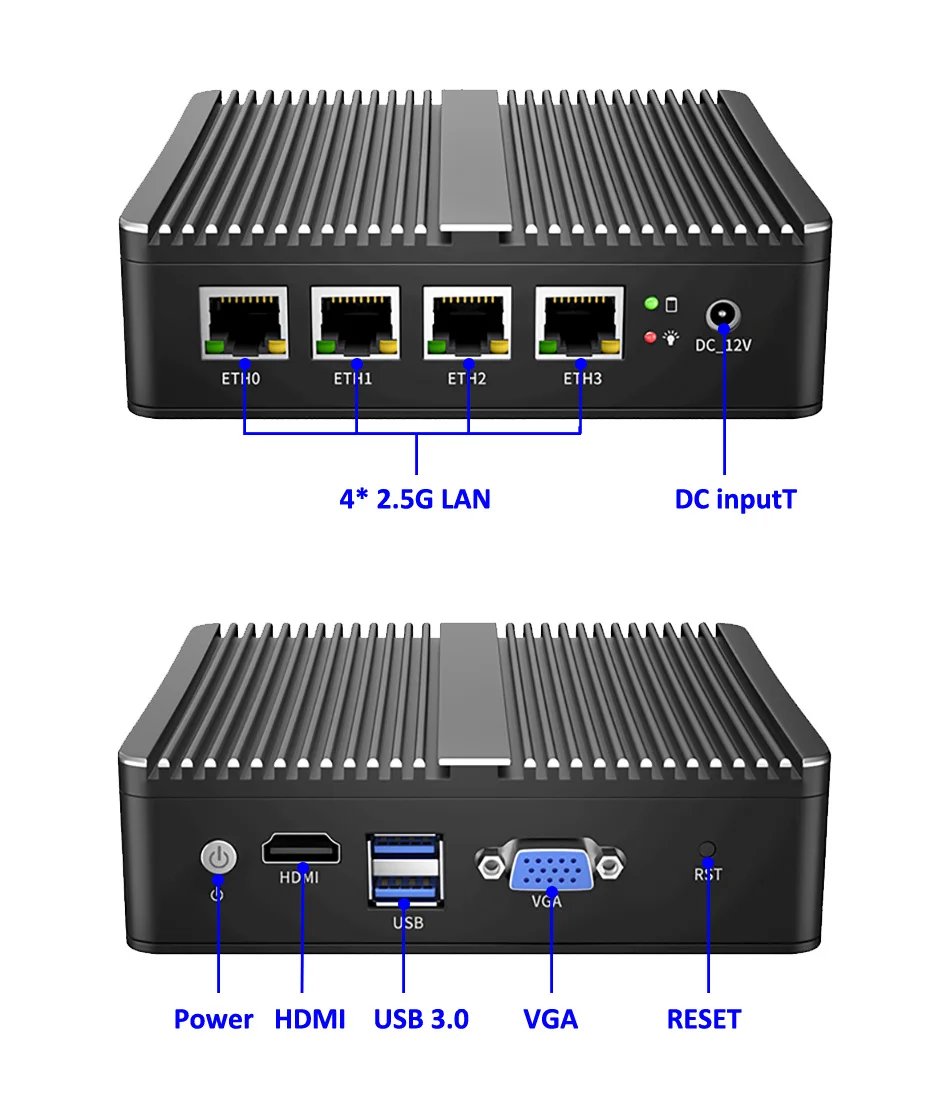 Celeron J1900 Fanless Industrial box PC Quad Core 4x i211 E3825 N2840 Firewall Mini Router HD VGA Office Business Mini Computer