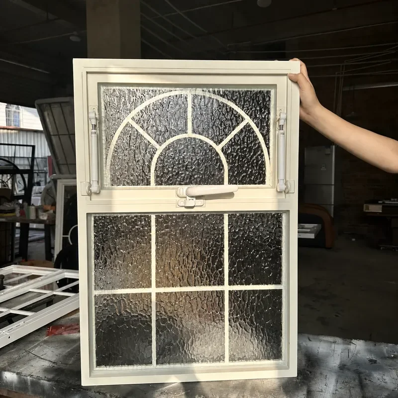 French retro indoor aluminum alloy upper flip window custom bathroom breathable lighting glass window arched partition window