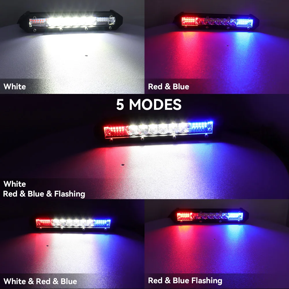 7-Zoll-LED-Arbeitsscheinwerfer Rot-Blaue Kombinations-Stroboskoplichter Warnleuchten Nebelscheinwerfer für LKW, Anhänger, SUV, ATV, Offroad-Einsatz – Detail 1