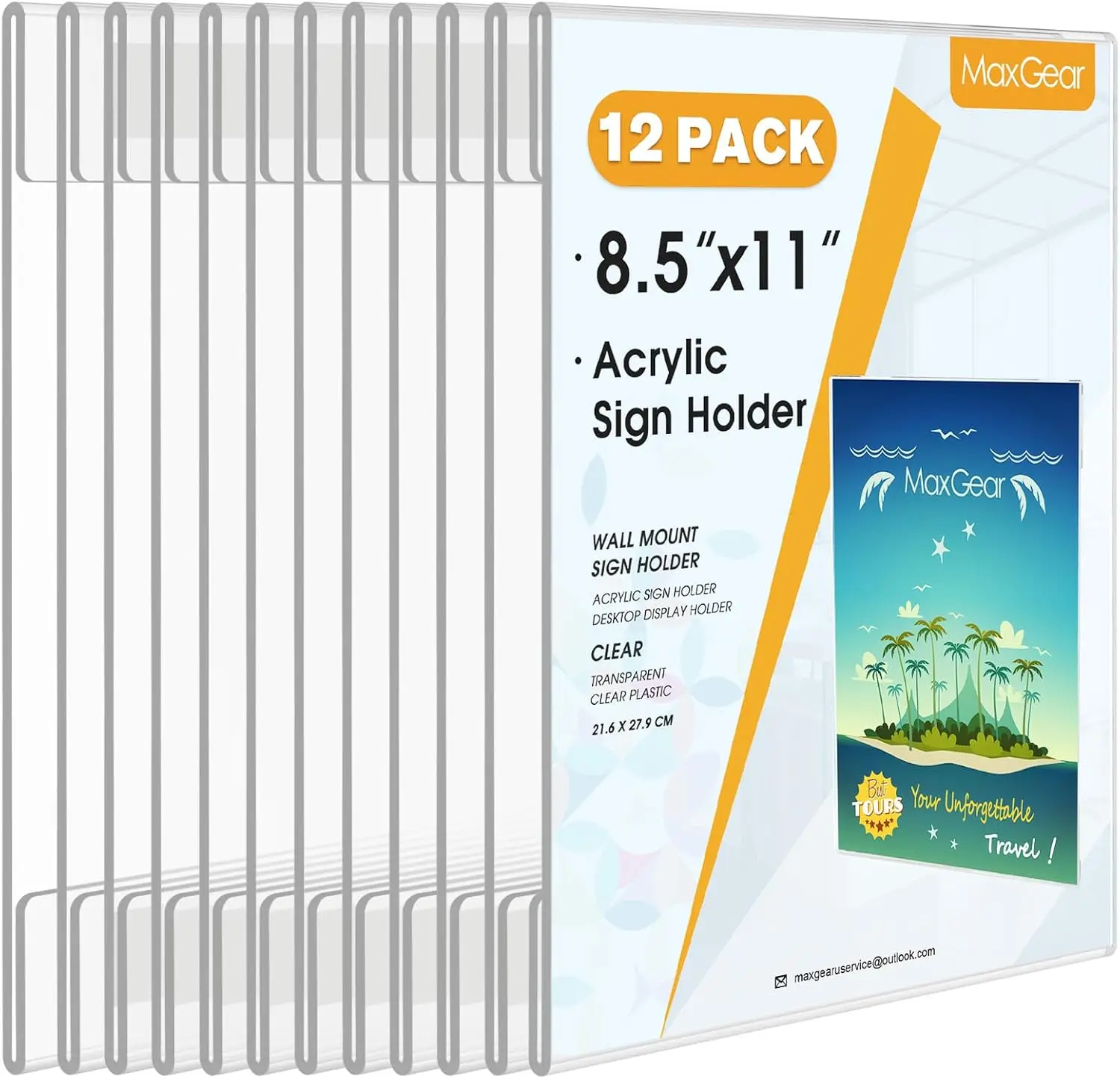 

Прозрачная акриловая подставка для вывесок 8,5x11 с двусторонней лентой, настенная рамка для офиса, дома, магазина, ресторана